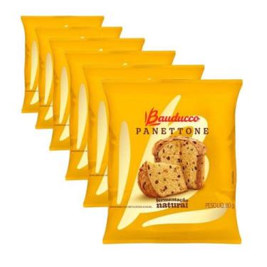 Imagem de 6 Panetone Mini Bauducco Tradicional, Panettone 80g