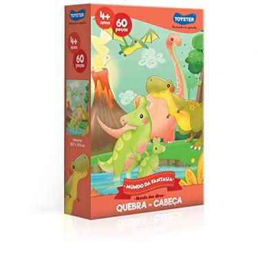 Imagem de Quebra cabeça - Mundo da Fantasia Mundo dos Dinos 60 peças, Toyster Brinquedos, Multicor