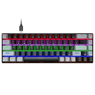 Imagem de Teclado mecânico, 68 teclas com eixo vermelho compacto eixo verde LED Dual Color RGB retroiluminado Teclado mecânico para jogos, teclado de computador portátil para jogadores(Eixo Verde Preto)