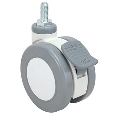 Imagem de Richelieu Hardware Rodízio giratório médico contemporâneo F47043 com freio, diâmetro da roda de 75 mm, cinza, branco