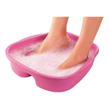 Imagem de Bacia Em Plástico Para Pés Rosa Pedicure 33x27x7,5 Cm