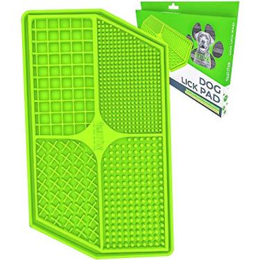 Imagem de Almofada de Lick Pad Mighty Paw para Cães | Tapete de silicone de grau alimentício sem BPA para diversão, ansiedade e alívio do tédio. Ventosas fortes para facilitar o cuidado e a alimentação lenta. Suporta a saúde dental. Pode ser lavado na lava-louças (verde)