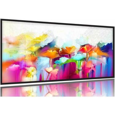 Imagem de Quadros Decorativos Abstrato Colorido Sala Quarto 130x60 Moldura Preta 2x2