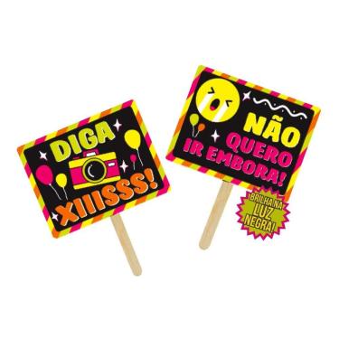 Imagem de Plaquinhas Divertidas Neon Infantil - 10 unidades