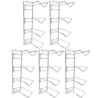 Imagem de 5 Adegas Para Parede Aramado Cromado Suporte 4 Garrafas Vinho