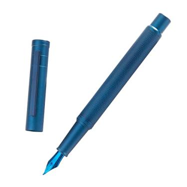 Imagem de Hongdian Caneta Tinteiro Floresta Azul Escuro Ponta Fude Bent Nib, Design Clássico com Conversor e Conjunto de Estojo para Canetas de Metal