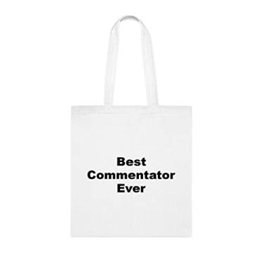 Imagem de Bolsa tote comentarista, Bolsa Best Commentator Ever (Melhor comentador), Presente para comentarista, Bolsa de ombro comentarista, Bolsas reutilizáveis para comentaristas, Ideia de de Natal, Branco