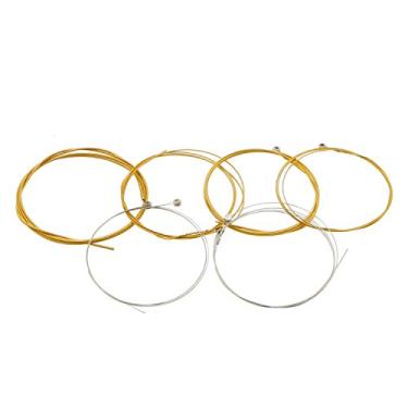 Imagem de Conjunto de cordas de liga de níquel para guitarra acústica, 6 picadas de guitarra, E-010, B-013, G-023, D-030, A-036, E-046, transparente e dourado