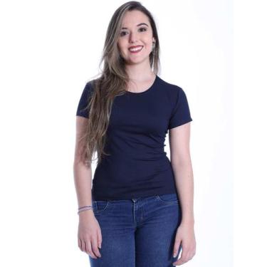 Imagem de Baby Look Feminina Básica Lisa Viscolycra Azul Marinho - Anistia