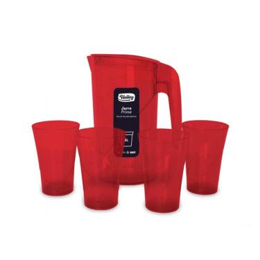 Imagem de Conjunto Jarra 2L 4 Copos 350ml Utility Vermelho Cristal