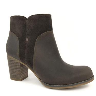 Imagem de Timberland Botas femininas de salto até o tornozelo Rudston, Dark Brown, US 9.5 (M/M)