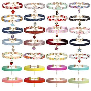 Imagem de K&Q Colar com pingente de veludo, preto clássico, gótico, de renda, gargantilhas, gargantilhas, gargantilhas, gargantilha de henna, elástico para mulheres