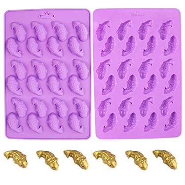 Imagem de 2 peças 24 cavidades Koi Peixe Carpa Silicone Chocolate Moldes, Goldfish Silicone Hard Candy Gummy Keto Fat Bombs Making Moldes Ice Cube Tray Crayon Melt Mold