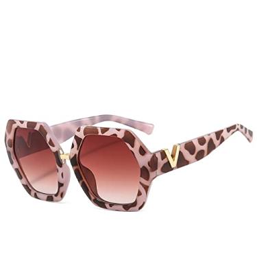 Imagem de Óculos de sol grandes de designer vintage femininos masculinos únicos óculos de sol quadrados de armação grande senhoras tons brancos anti-reflexo uv400, leopardo rosa, uv400