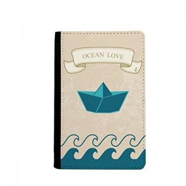 Imagem de Porta-passaporte de papel dobrável Ocean Love Sea Sailing Boat Notecase Burse capa carteira porta-cartão, Multicolor