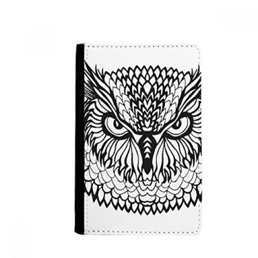 Imagem de Porta-passaporte Big Eyes coruja pássaro retrato animal esboço porta-passaporte notecase burse capa carteira porta-cartão, Multicolor