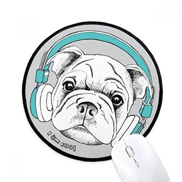 Imagem de DIYthinker Fone de ouvido música sons de vitalidade para cães mouse pad desktop escritório tapete redondo para computador