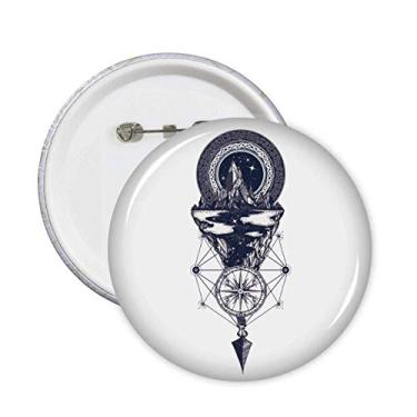 Imagem de Iceberg Bússola Estrelas Padrão Artístico Broche Emblema Botão Decoração 5 peças