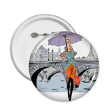 Imagem de Lady River Bridge França Mark Pins Emblema Botão Decoração 5 peças