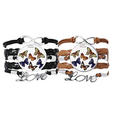 Imagem de DIYthinker Pulseira de asas de borboletas pulseira de mão de corda de couro conjunto duplo presente, Não se candidatar
