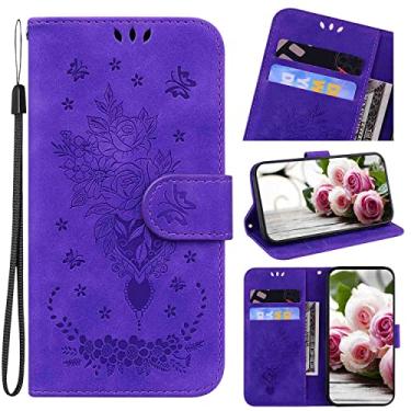 Imagem de SHOYAO Capa de telefone carteira folio para LG K41S, capa fina de couro PU premium, suporte de visualização horizontal, cordão, casa, roxo