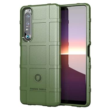 Imagem de Caso de capa de telefone de proteção Capa de silicone à prova de choque à prova de choque de silicone Sony Xperia 1. Iii, Tampa do protetor com forro fosco (Color : Army Green)