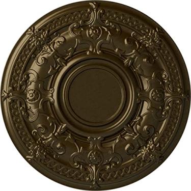 Imagem de Medalhão de teto Dauphine Ekena Millwork CM33DAACS, cobre antigo, 33 7/8"OD x 1 3/8"P (Fits Canopies up to 13 1/4"), Hand-Painted Brass