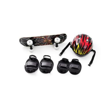 Imagem de Skate Infantil Jr Radical Shape Com Lixa Completo Inciantes Aranha Vermelha