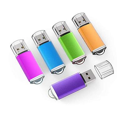 Imagem de USB Flash Drive Pacote com 5 USB 2.0/USB 3.0 Memory Stick Thumb Drives U Disk (5 cores misturadas: Azul Roxo Rosa Verde Laranja), 5 Colors 16G (5pcs), 16 GB
