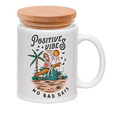 Imagem de Caneca Porcelana com Tampa SURF POSITIVE VIBES