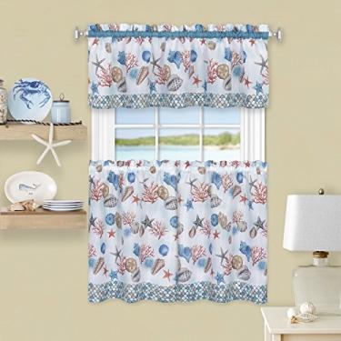 Imagem de Achim Home Furnishings CSTV36BL12, conjunto de cortinas de janela azul costeiro, 147 x 91 cm