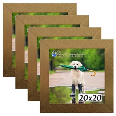 Imagem de Kit 4 Porta Retrado Molduras 20x20 Dourado