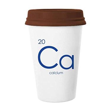 Imagem de Tabela de Período de Elementos Químicos Alcalina Terra Metal Cálcio Ca Caneca de Café Copo de Cerâmica Copo Tampa de Cerâmica