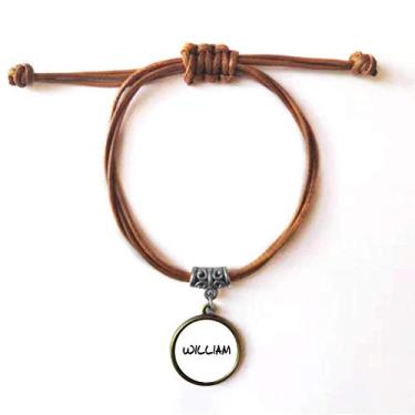 Imagem de DIYthinker Pulseira especial de couro William com nome inglês, pulseira de couro com corda de escrita marrom joia presente