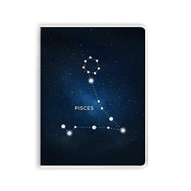 Imagem de Peixes Constelação Signo Zodíaco Caderno Capa de Goma Diário Capa Macia