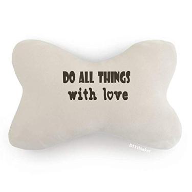 Imagem de Almofada de apoio de cabeça com estampa de palavras com amor para carro, decoração de pescoço