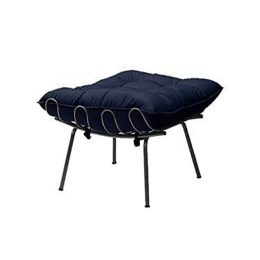 Imagem de Puff Decorativo Sala de Estar Abel Pés Preto Veludo Azul - Gran Belo