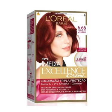 Imagem de Loréal Imédia Excellence Coloração Creme - 6.66 Vermelho Acetinado - L