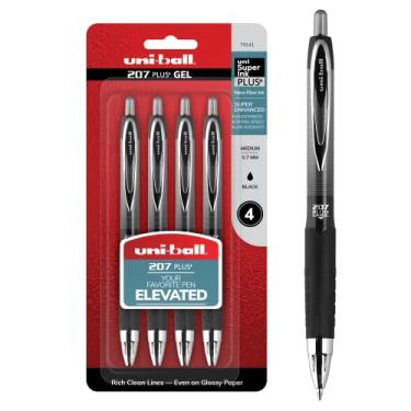 Imagem de uni-ball Caneta de gel retrátil 207 Plus+, ponta média (0,7 mm), preta, 4 unidades