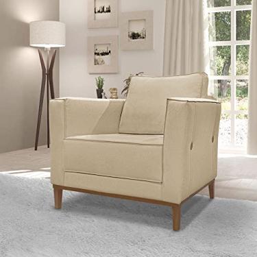 Imagem de Poltrona Estofada Decorativa Sala Quarto Escritório Leitura Prime (LINHO DOURADO)