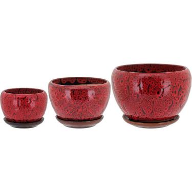 Imagem de Cachepô Cerâmica Vermelho 3Pç