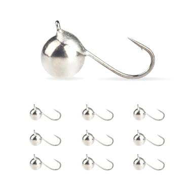 Imagem de UUNN 10 peças de gabarito de gelo de bola de tungstênio com ilhós, anzol de inverno para pesca no gelo 2,5 mm/3 mm/4 mm/5 mm/6 mm/7 mm/8 mm, isca para pesca de inverno