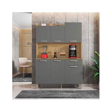 Imagem de Cozinha Compacta Kit`s Paraná Florence com 6 Portas, 1 Gaveta e 2 Prateleiras - 121,5cm de largura
