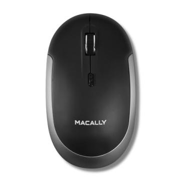 Imagem de Mouse Bluetooth sem fio Macally Silent para laptop/computador Mac ou Windows PC – Mouse Bluetooth fino com sensor óptico e interruptor DPI 800/1200/1600 – Mouse sem fio pequeno para fácil viagem – Preto