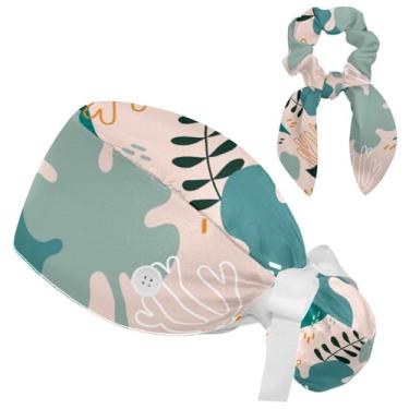 Imagem de RODAILYCAY Cordão colorido buffant boné para mulheres cabelo longo cirúrgico boné com laço de algodão scrunchie faixa de suor, Multicolorido 9, Small-XX-Large