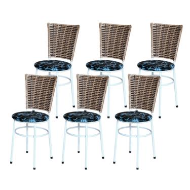 Imagem de Conjunto 6 Cadeiras Branca Para Cozinha Hawai Cappuccino Com