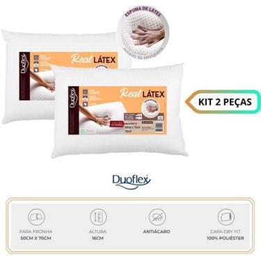 Imagem de Kit 2 Travesseiros Real Latex Alto Duoflex - Antiácaro - Capa Dry Fres