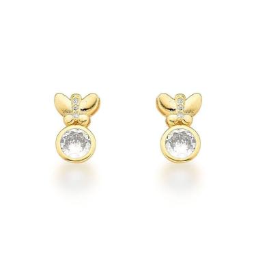Imagem de Brinco Borboleta Com Ponto De Luz Banhado A Ouro 18k