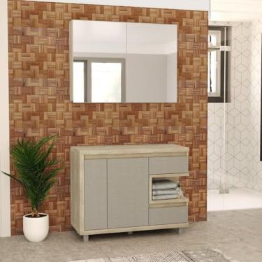 Imagem de Gabinete para Banheiro com Espelheira Malbec Móveis Bosi Barrique/argento