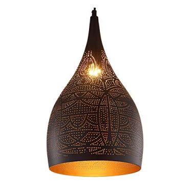 Imagem de Lustre decorativo vintage para sala de estar, quarto, lâmpada turca, luz pendente de gravura marroquina, luminária de teto árabe porosa industrial, iluminação pendente para ilha de cozinha R